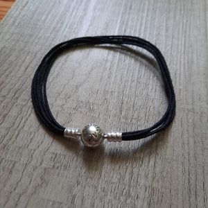 Pandora black multistrand cord bracelet, rare